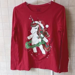 Christmas unicorn girls top